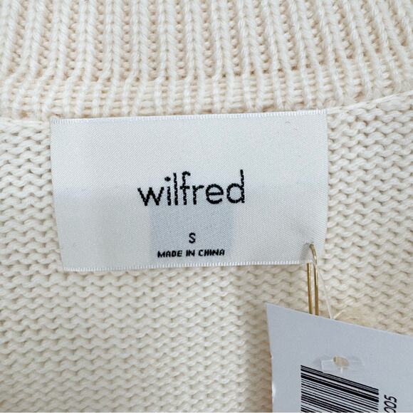 NWT Wilfred Clara Merino Wool Striped V-Neck Sweater In Lt Birch/ Admiral Size S - Picture 10 of 15